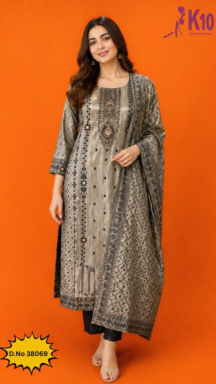elegant ash grey ethnic kurta set with dupatta elegant ash grey ethnic kurta set with dupatta